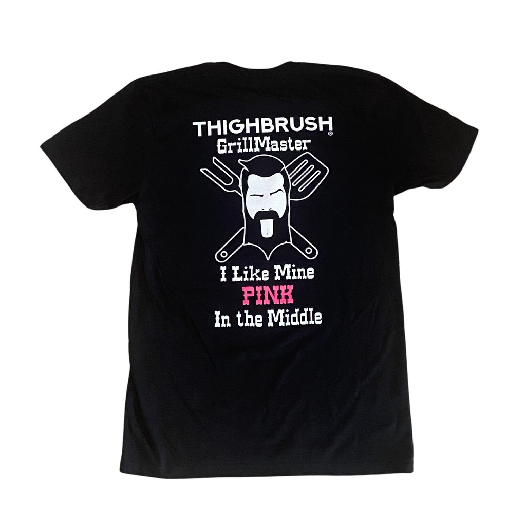 PREMIUM EDITION - THIGHBRUSH® GrillMaster "I Like Mine PINK in the Middle” Men's T-Shirt in Black