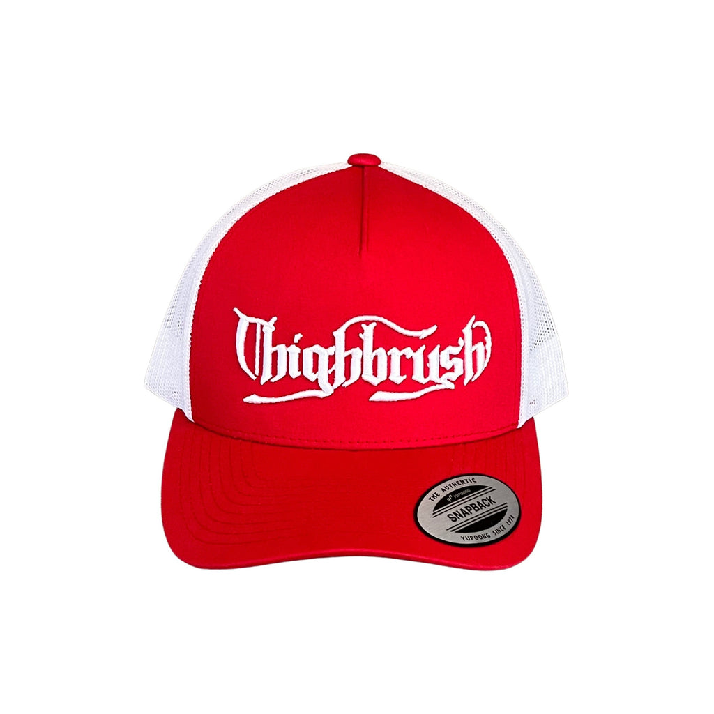 NEW! THIGHBRUSH® "OUTLAW" Trucker Snapback Hat in Red and White