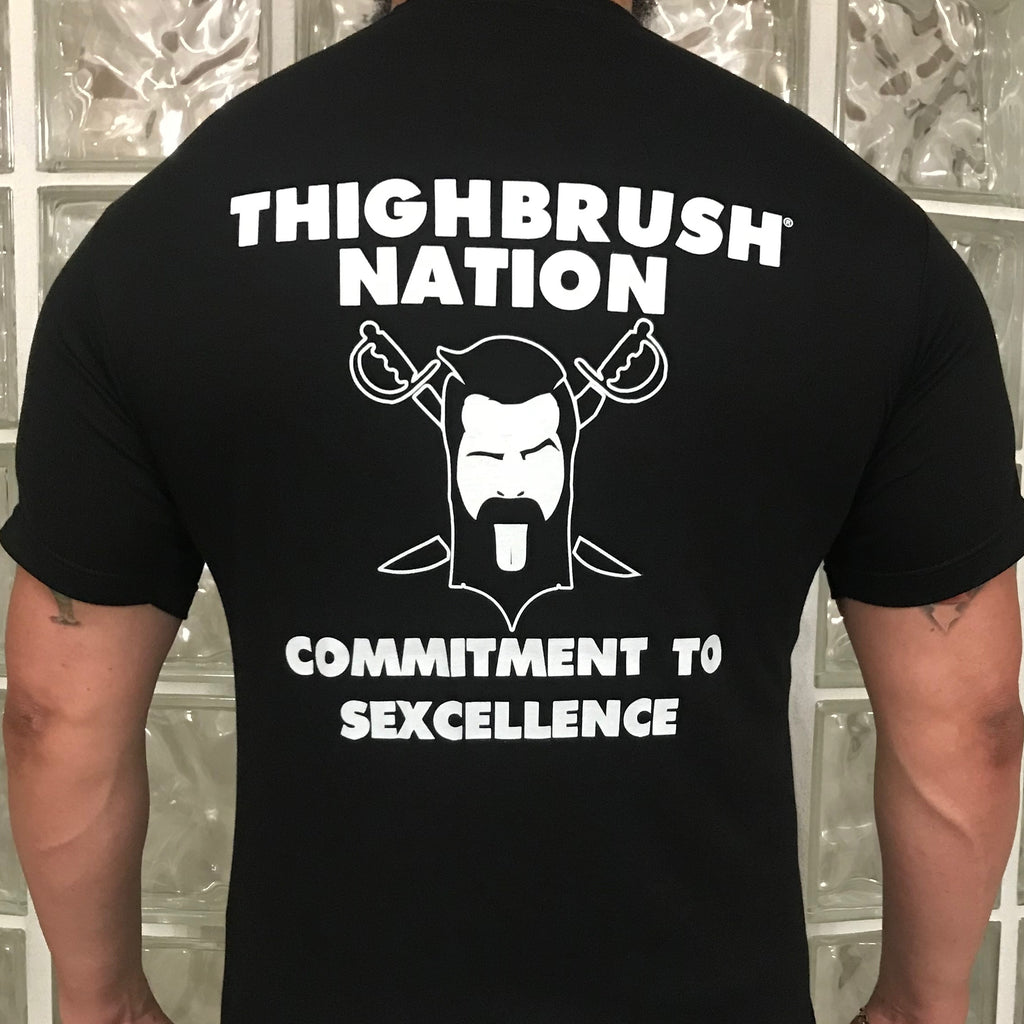 THIGHBRUSH NATION "Commitment to Sexcellence" - Men's T-Shirt - Black and White