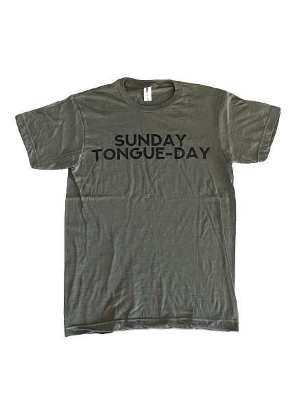 BRAND NEW!!  THIGHBRUSH® "SUNDAY TONGUE-DAY" Men's T-Shirt - THIGHBRUSH®