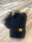THIGHBRUSH® APPAREL COMPANY - Raccoon Fur Pom Cuffed Beanies - Black
