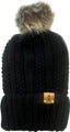 THIGHBRUSH® APPAREL COMPANY - Raccoon Fur Pom Cuffed Beanies - Black