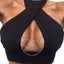 THIGHBRUSH® - Women's Chain Front Cropped Halter Top - Black