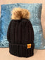 THIGHBRUSH® APPAREL COMPANY - Raccoon Fur Pom Cuffed Beanies - Black