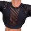 THIGHBRUSH® - Fishnet Long Sleeve Cropped Top - Black