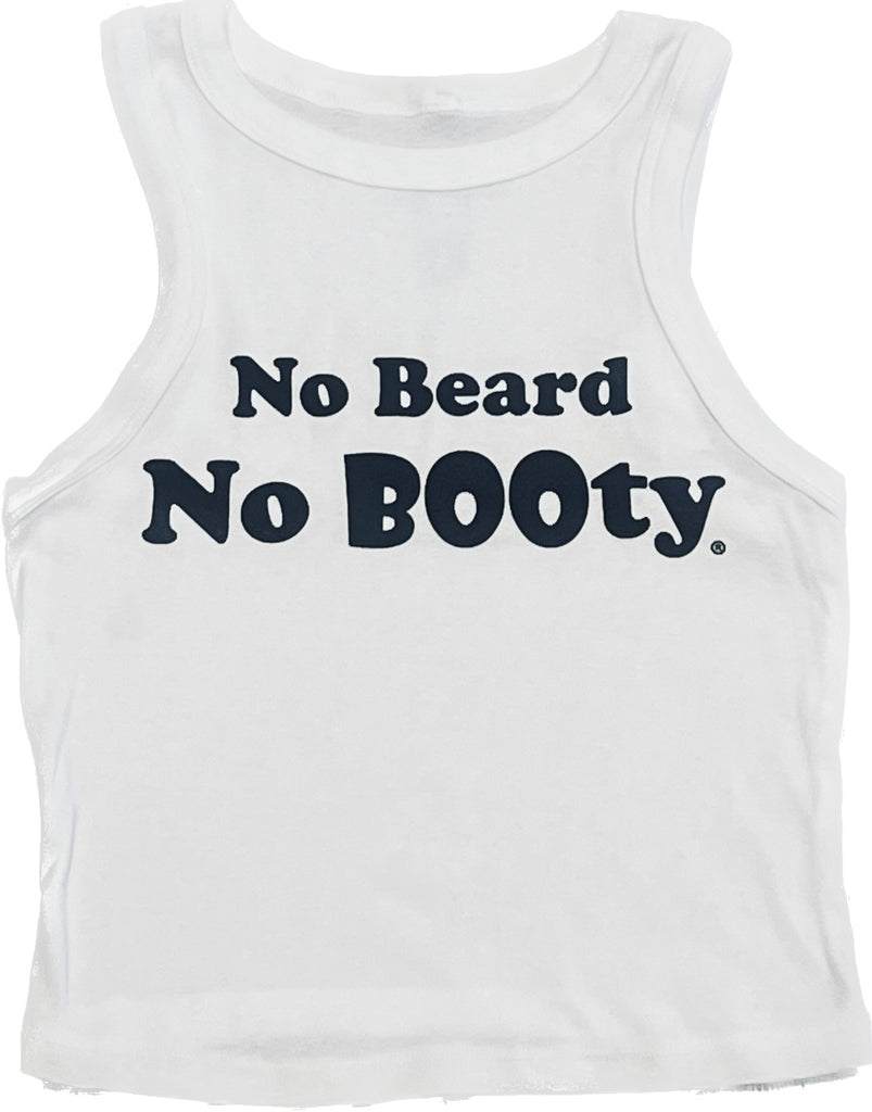 NO BEARD NO BOOTY® COLLECTION by THIGHBRUSH® - Women's Cropped Tank Top - White