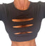 THIGHBRUSH® - Women's Slashed Front Long Sleeve Cropped Top - Black