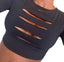THIGHBRUSH® - Women's Slashed Front Long Sleeve Cropped Top - Black