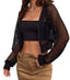 THIGHBRUSH® - Fishnet Cropped Zipper Jacket - Black