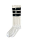 THIGHBRUSH® - Knee Hi Socks - Triple Striped Top - White