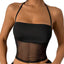 THIGHBRUSH® - Women's Black and Sheer Mesh Halter Top