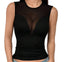 THIGHBRUSH® - Women's Black and Sheer Mesh Sleeveless Top