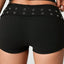 THIGHBRUSH® - Women's Grommet Belted Booty Shorts - Black