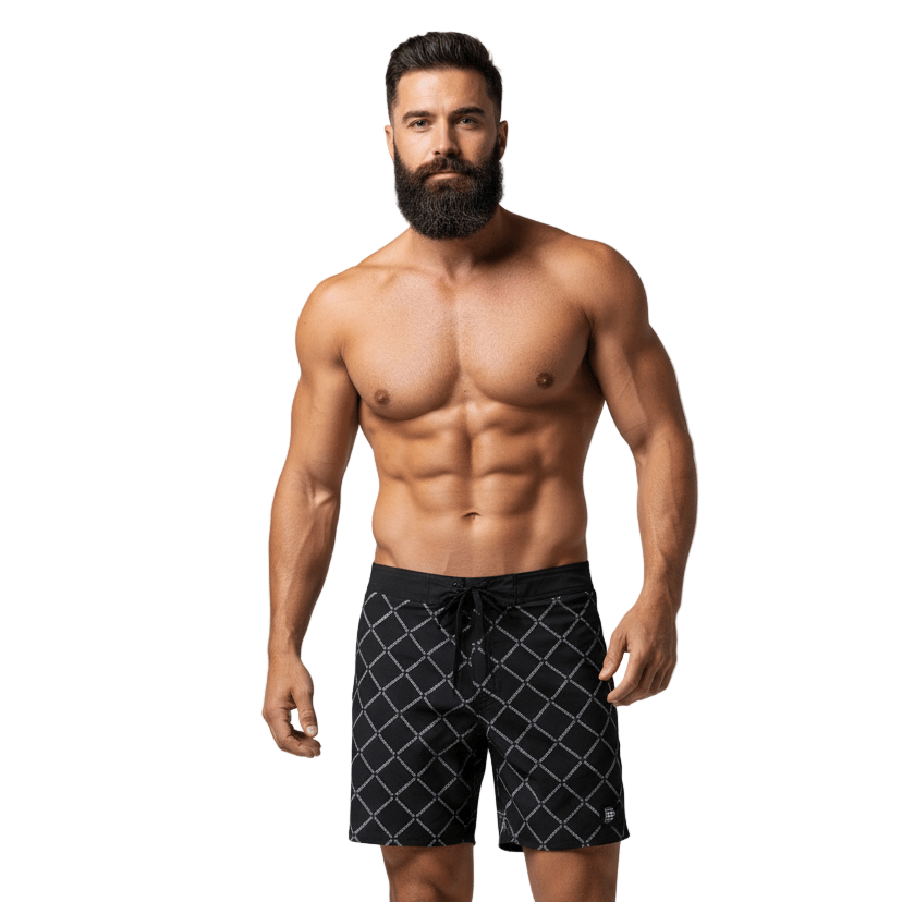 THIGHBRUSH® - X MARKS THE SPOT - Men's Board Shorts - Black