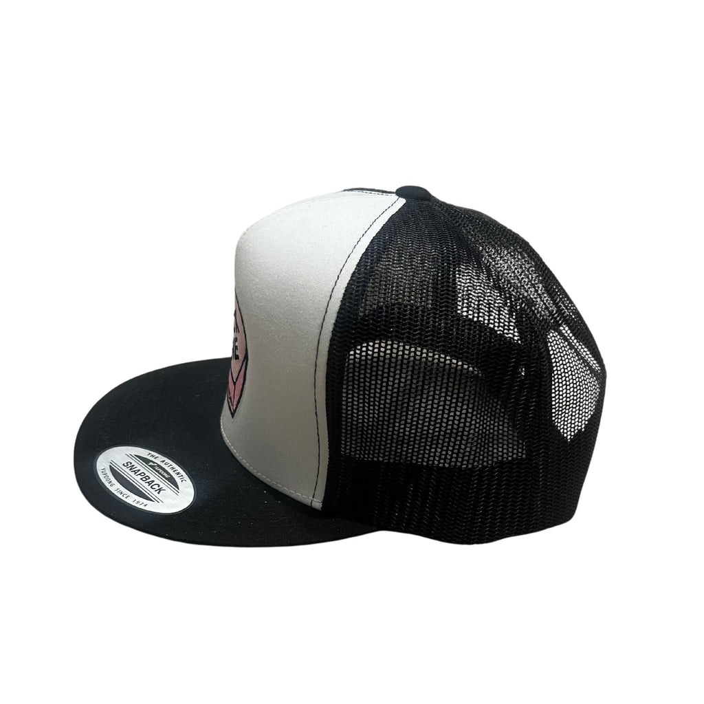 THIGHBRUSH® - LICK ME - Trucker Snapback Hat - Flat Bill - Black and White 