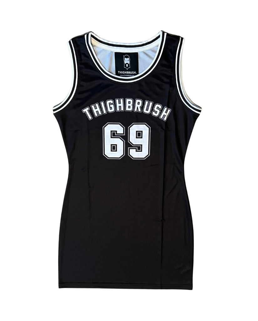 THIGHBRUSH® ATHLETICS - THIGHBRUSH 69 - WOMEN'S BASKETBALL JERSEY DRESS - BLACK 