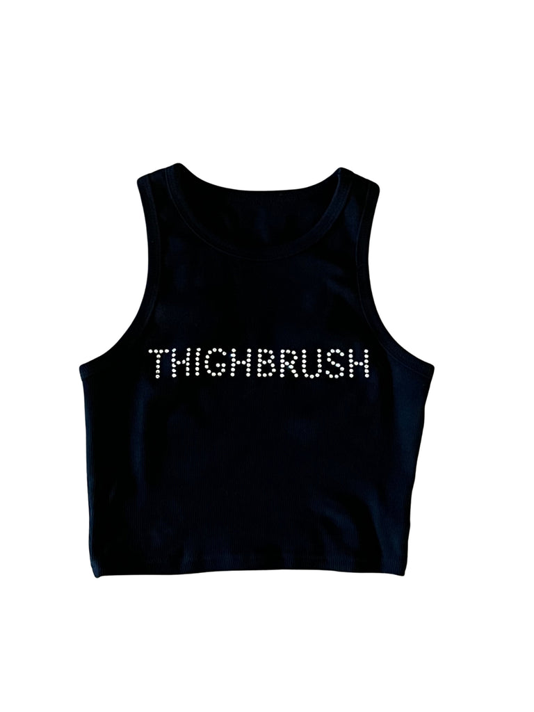 THIGHBRUSH® - Women's Bling Cropped Tank Top - Black