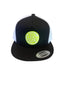 THIGHBRUSH® BEARD RIDING COMPANY - Trucker Snapback Hat - Black and White - Flat Bill - Neon Yellow