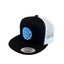 THIGHBRUSH® BEARD RIDING COMPANY - Trucker Snapback Hat - Black and White - Flat Bill - Neon Blue