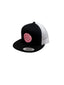THIGHBRUSH® BEARD RIDING COMPANY - Trucker Snapback Hat - Black and White - Flat Bill - Neon Pink