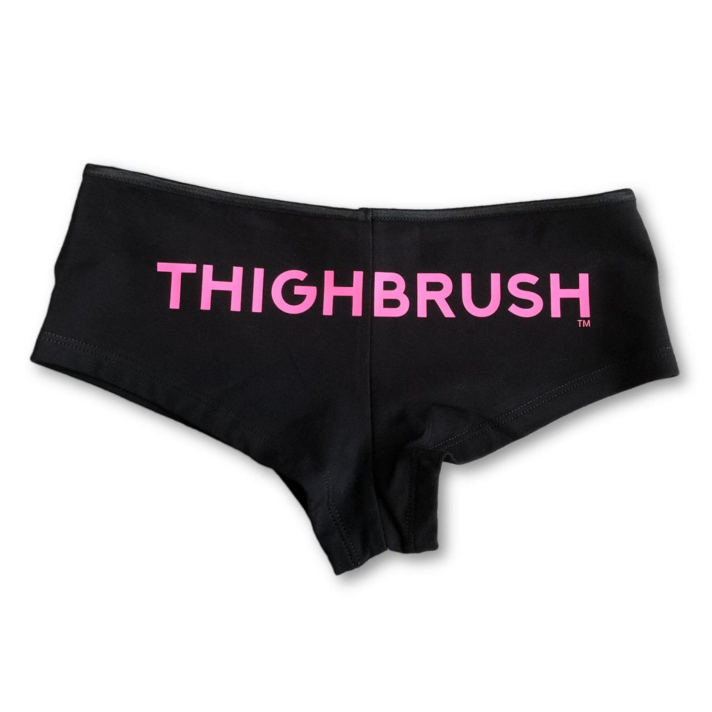 THIGHBRUSH® - Women's Underwear - Booty Shorts - Black with Pink - thighbrush