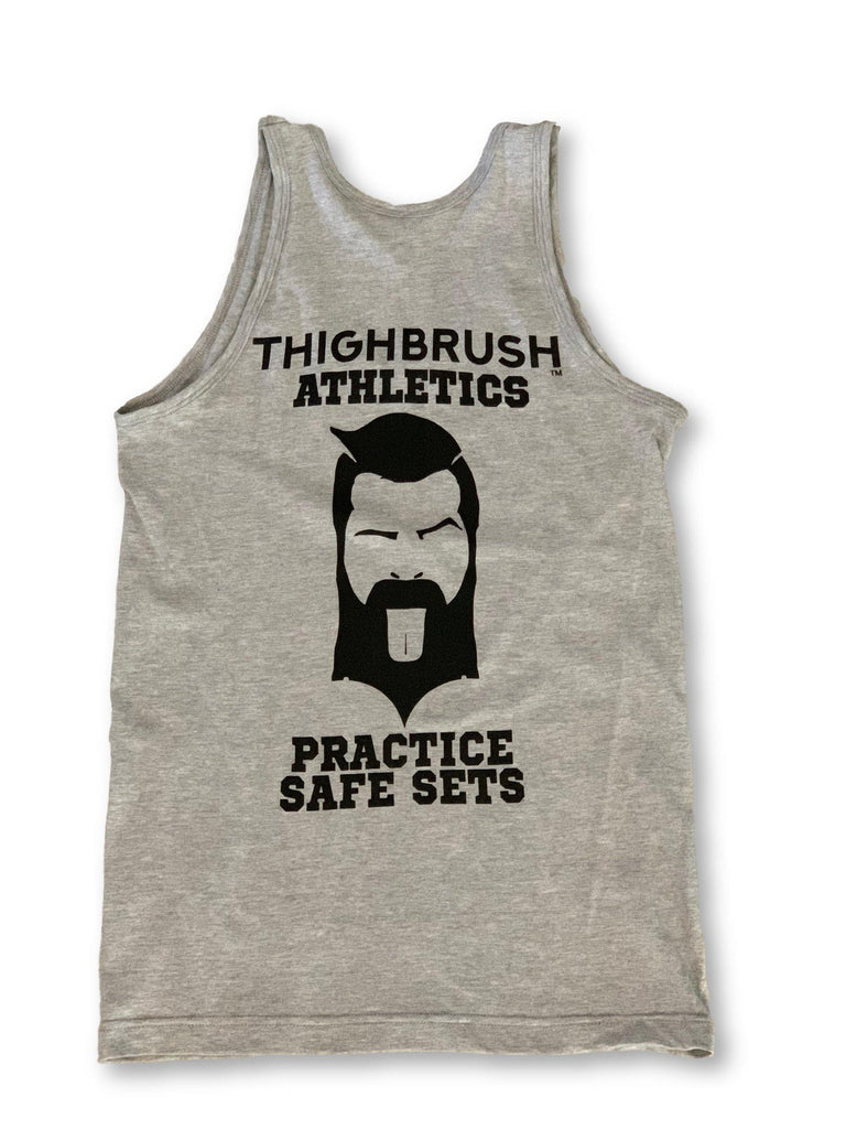 THIGHBRUSH® ATHLETICS - "PRACTICE SAFE SETS" - MEN'S TANK TOP - GREY - thighbrush
