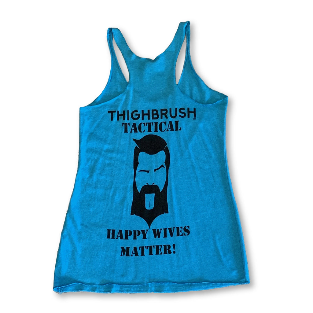 THIGHBRUSH® TACTICAL - "Happy Wives Matter" - Women's Tank Top - Turquoise and Black - thighbrush