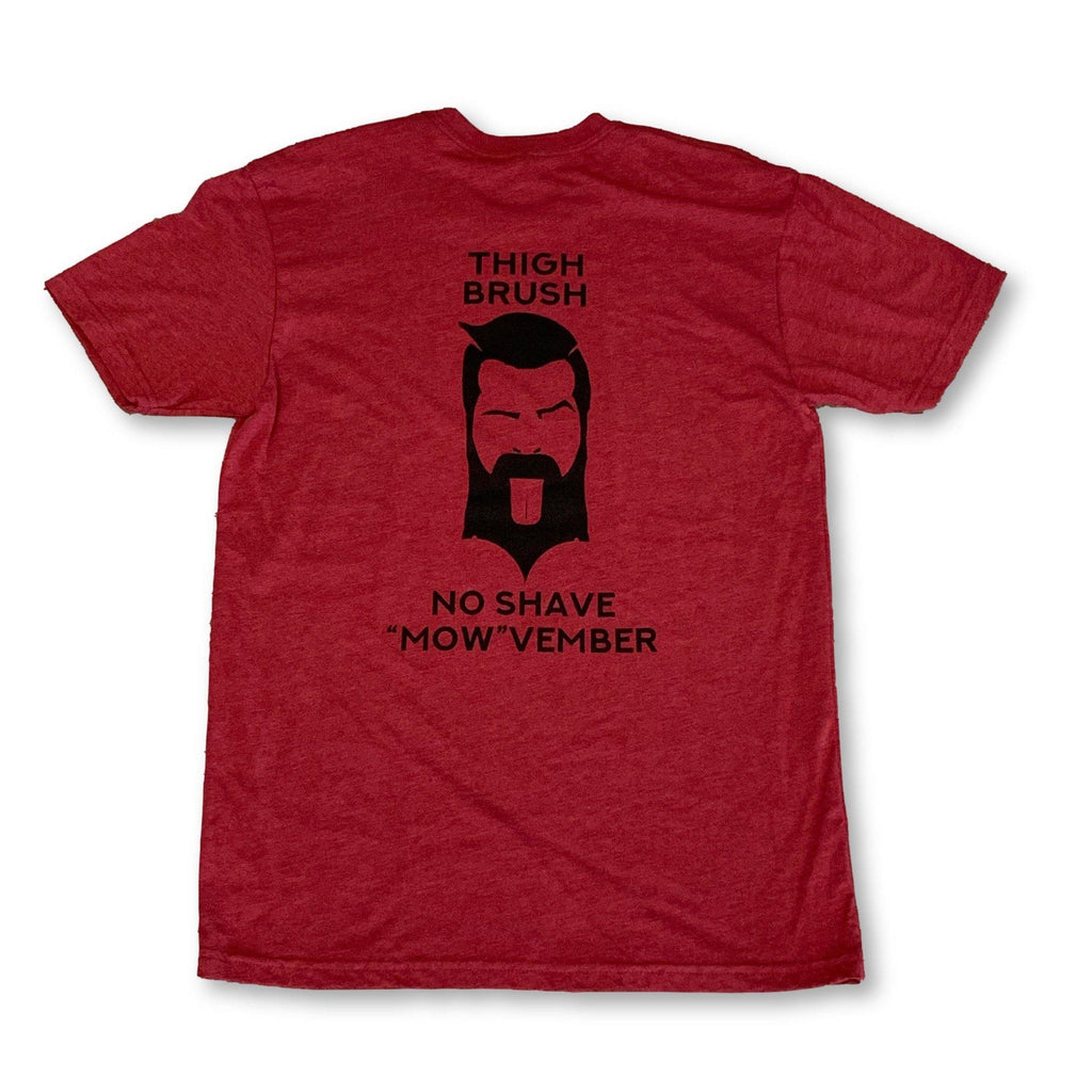 LIMITED EDITION - THIGHBRUSH® - No Shave "MOW"vember - Men's T-Shirt - Cranberry and Black - thighbrush