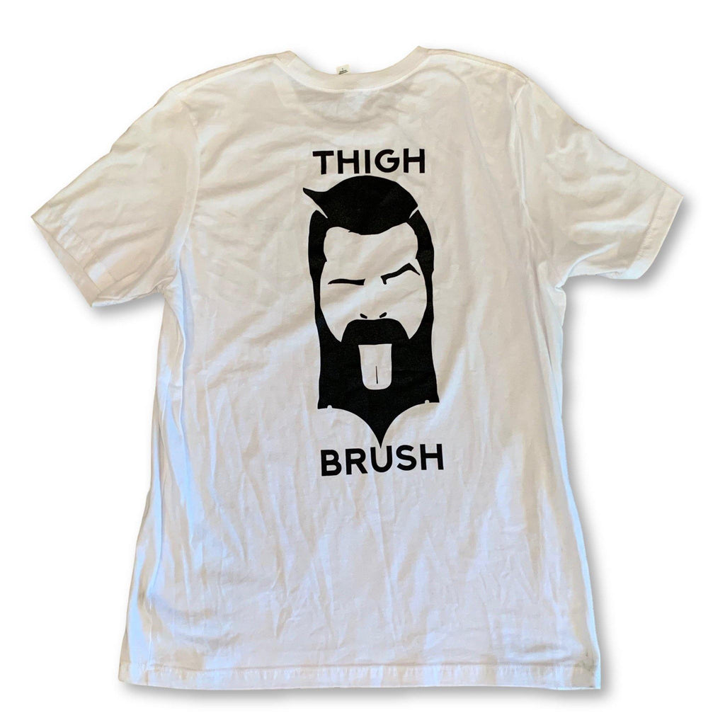 THIGHBRUSH® - "GOT THIGHBRUSH?" - Men's T-Shirt - White and Black - thighbrush
