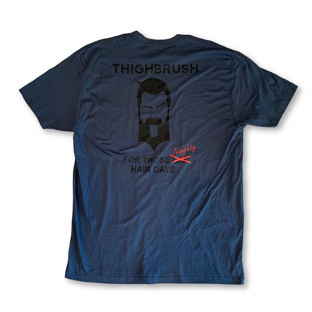 THIGHBRUSH® - "For Those Naughty Hair Days" - Men's T-Shirt - Navy Blue and Black - thighbrush