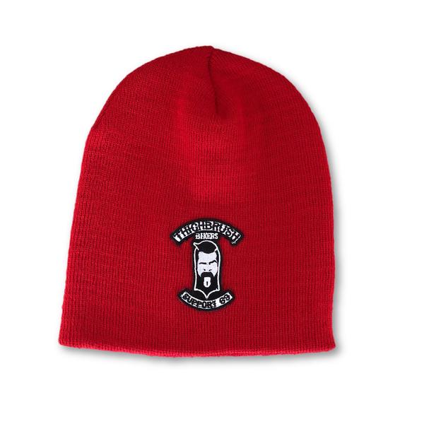 THIGHBRUSH® BIKERS "SUPPORT 69" Beanies - Patch on Front - Red - thighbrush
