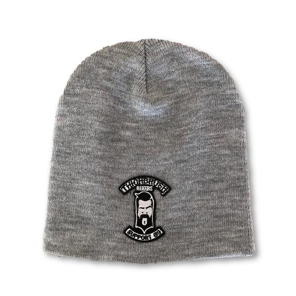 THIGHBRUSH® BIKERS "SUPPORT 69" Beanies - Patch on Front - Grey - thighbrush
