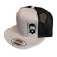 THIGHBRUSH® - Trucker Snapback Hat - Silver and Black - Black Logo - Flat Bill