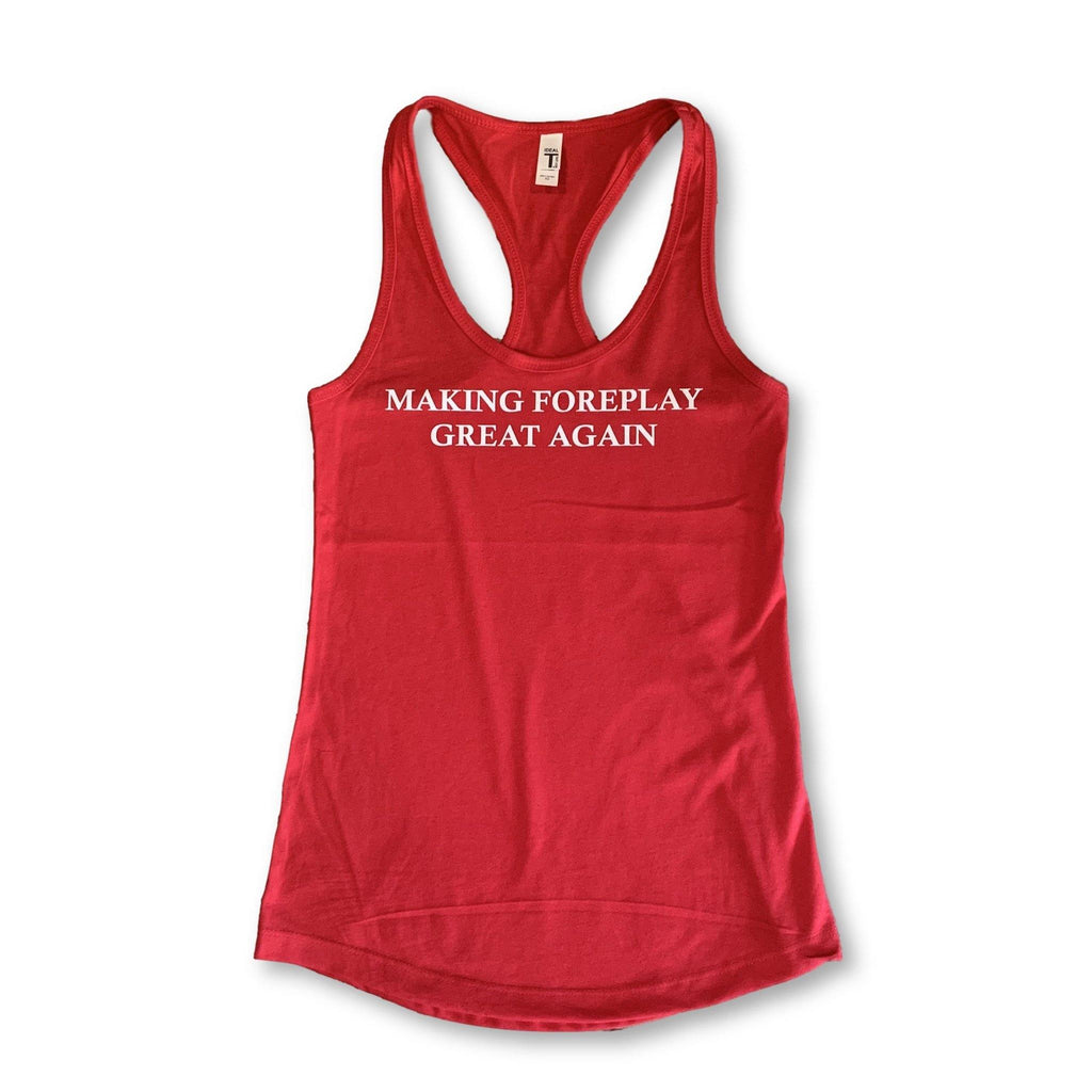 THIGHBRUSH® "Making Foreplay Great Again" - Women's Tank Top - Red with White Glitter