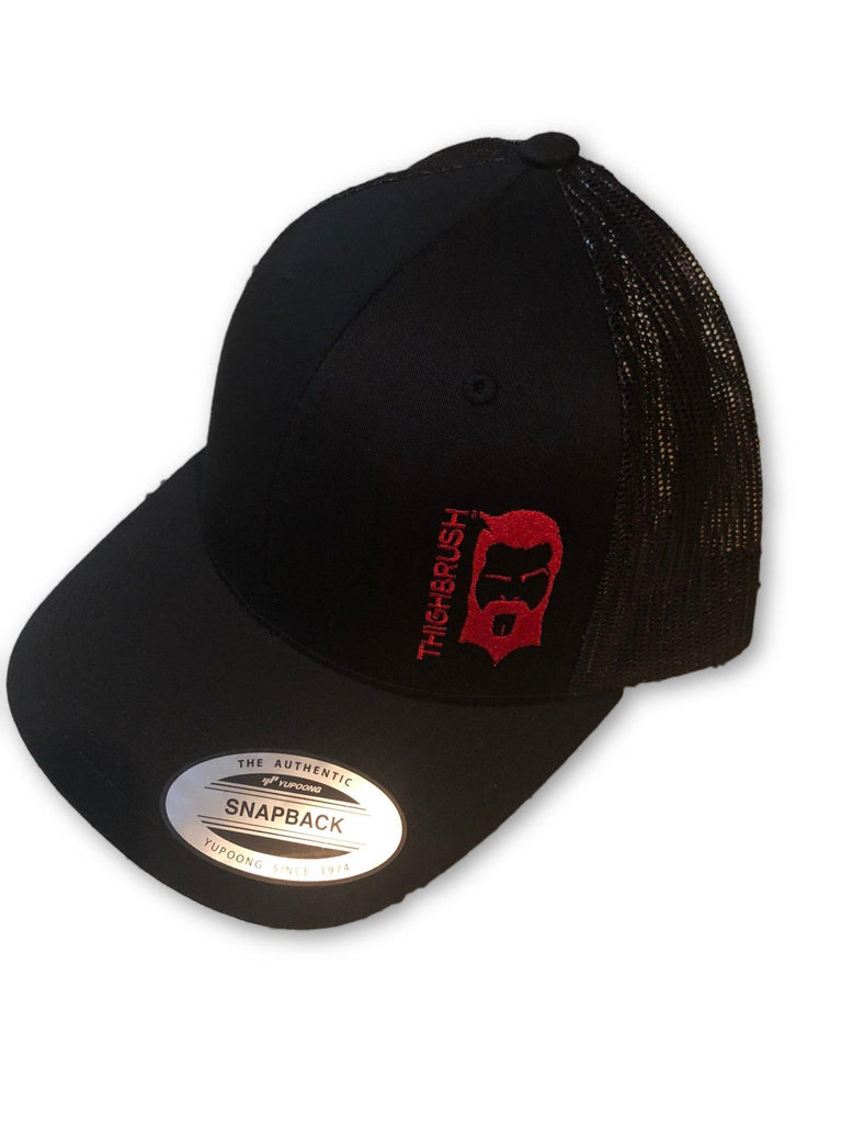 THIGHBRUSH® - Trucker Snapback Hat - Black and Red - thighbrush
