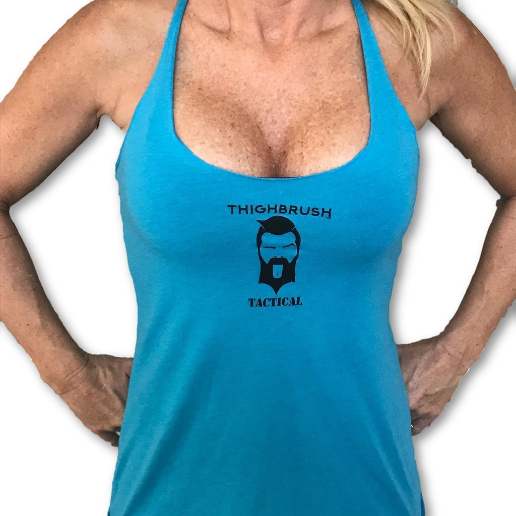 THIGHBRUSH® TACTICAL - "Happy Wives Matter" - Women's Tank Top - Turquoise and Black - thighbrush