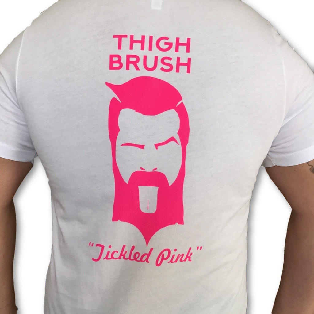 THIGHBRUSH® - "Tickled Pink" - Men's T-Shirt - White and Pink - thighbrush