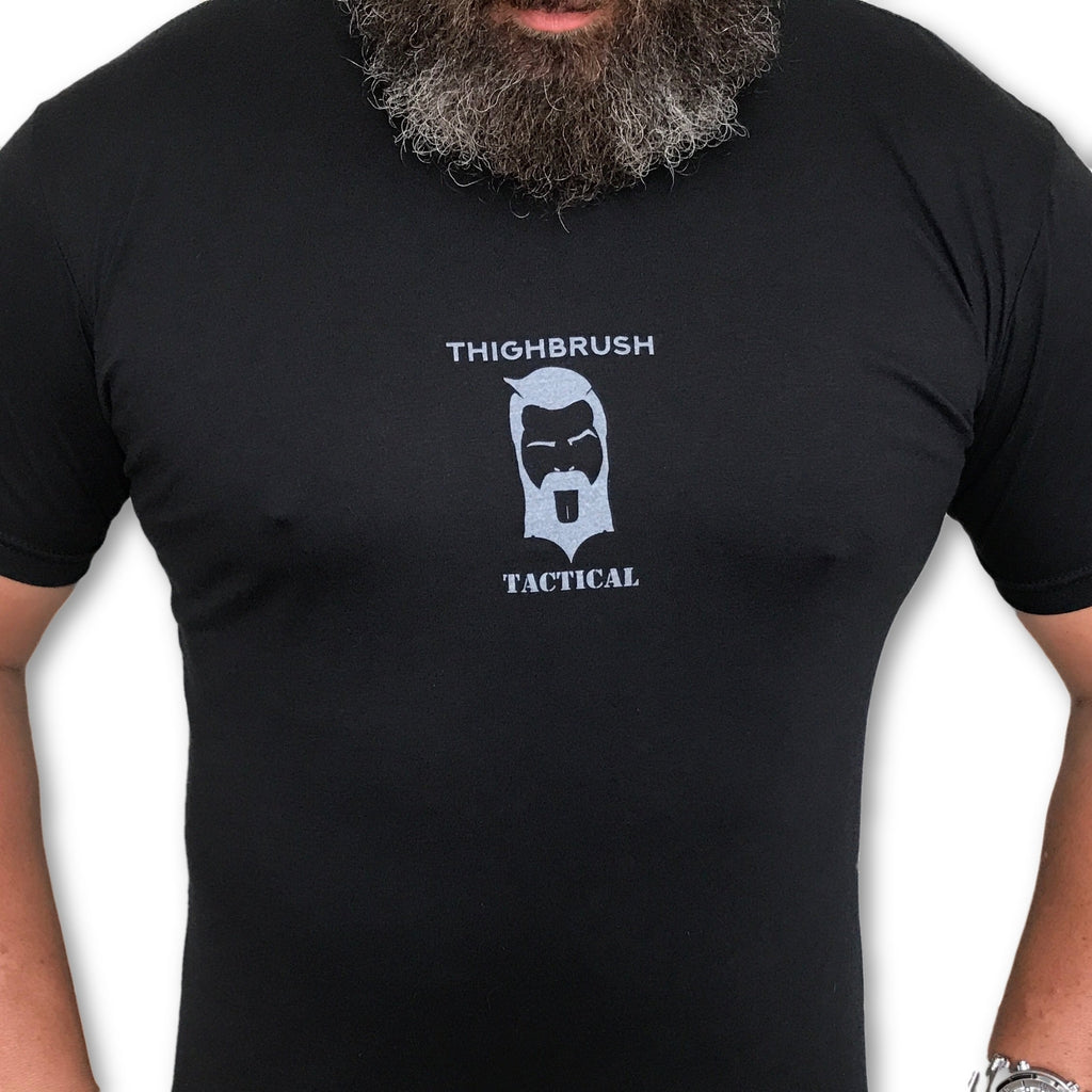 THIGHBRUSH® TACTICAL - "Finally, A Cause Worth Kneeling For..." Men's T-Shirt - Black and Silver - thighbrush