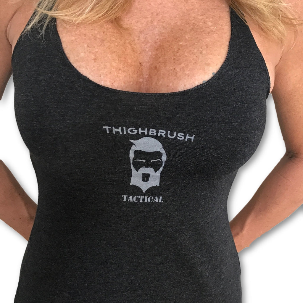 THIGHBRUSH® TACTICAL - "Finally, A Cause Worth Kneeling For" - Women's Tank Top - Heather Charcoal Grey - thighbrush