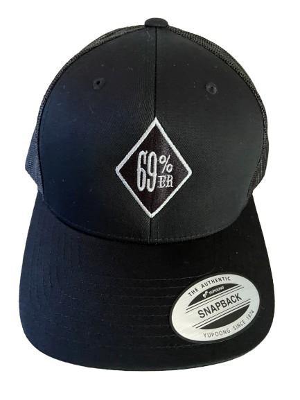 THIGHBRUSH® "69% ER DIAMOND COLLECTION" - Wool Blend Snapback Hat - Black with Silver - Flat Bill