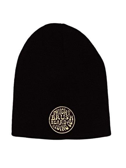 THIGHBRUSH® BEARD RIDING COMPANY Beanies - Patch on Front - Black with Gold - THIGHBRUSH®