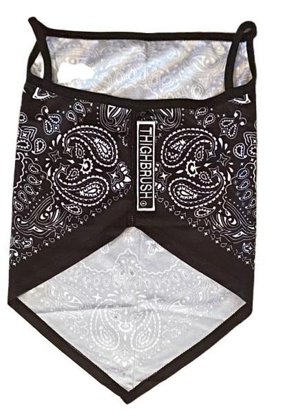THIGHBRUSH® - "Bling" Gaiter Style Face Mask with Ear Loops - Black and White