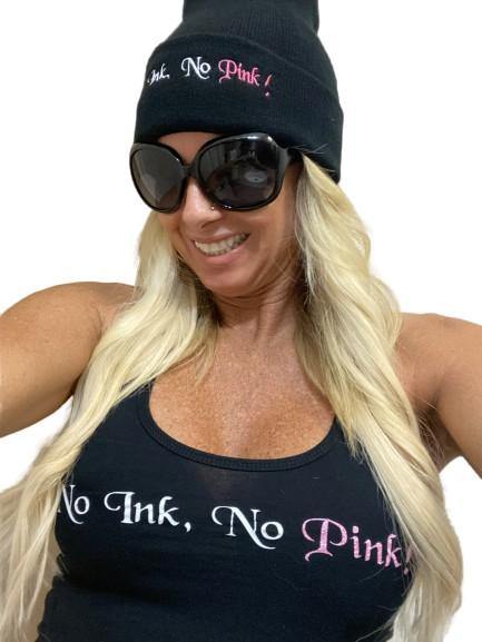 THIGHBRUSH® “No Ink, No Pink!” - Women's Tank Top - Black - THIGHBRUSH®