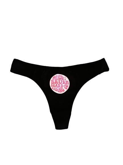 THIGHBRUSH® BEARD RIDING COMPANY - Women's Thong Underwear - Black with Pink