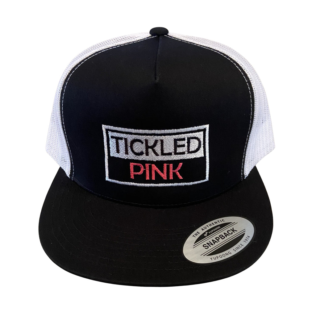 THIGHBRUSH® - TICKLED PINK - Trucker Snapback Hat  - Black and White - Flat Bill