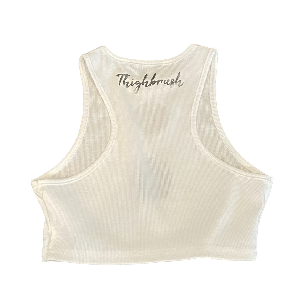 THIGHBRUSH® - Women's "Bling" Cut Out Cropped Top - White