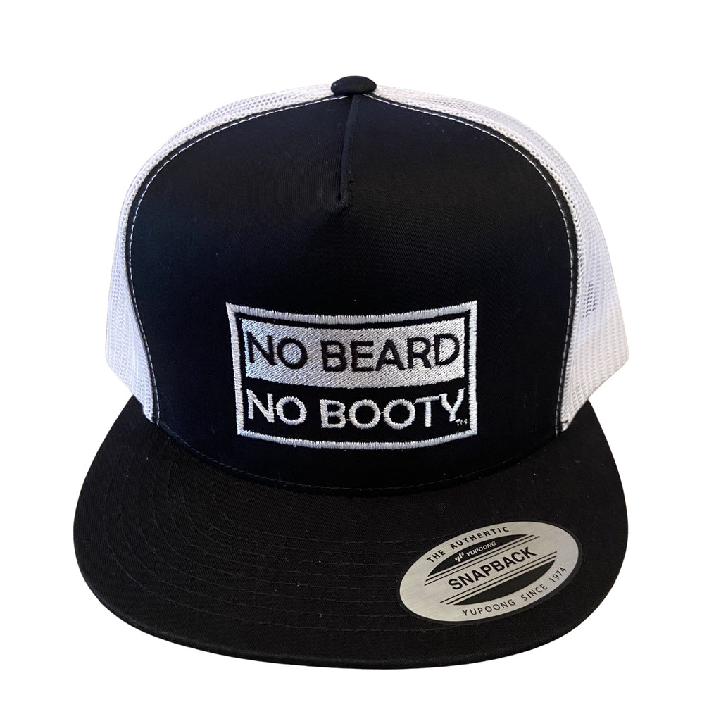 NO BEARD NO BOOTY® COLLECTION by THIGHBRUSH® - Trucker Snapback Hat  - Black and White - Flat Bill