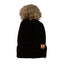 THIGHBRUSH® APPAREL COMPANY - Raccoon Fur Pom Cuffed Beanies - Black
