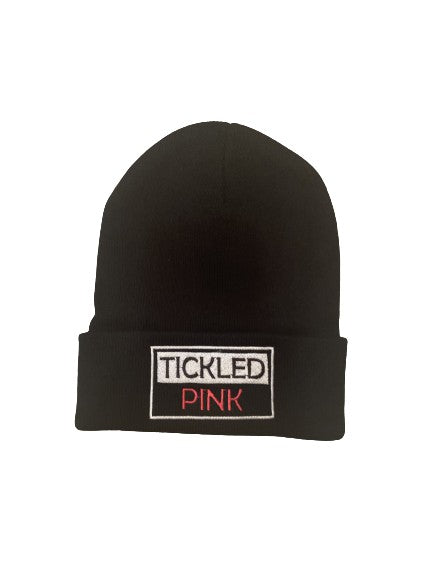 THIGHBRUSH® "Tickled Pink" - Cuffed Beanies - Black with Patch