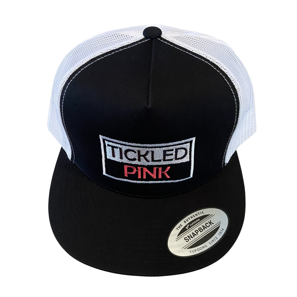 THIGHBRUSH® - TICKLED PINK - Trucker Snapback Hat  - Black and White - Flat Bill